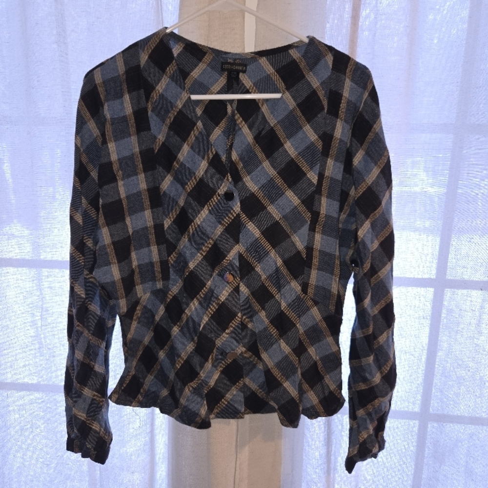 Plaid Button-Up Women's Top